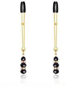 A Pair Of Manyjoy Elegant Beaded Mammary Labia Clips, BDSM Binding Clitoris Clips, Metal Nipple Clips With Pendants, No Power, No Battery, Sensual Intimate Toy Accessories, Sex Toys,Boob Toys