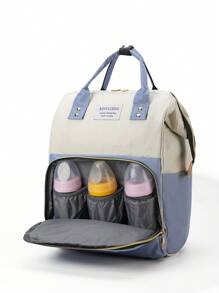 Large Capacity Maternity Bag, Fashionable Diaper Bag For Mom, Oxford Cloth Backpack With Insulated Bottle Holder