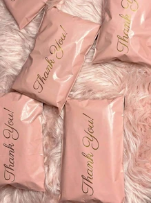 20/50/100PCS Exquisite Pink 'Thank You' Gift Bag, Self-Adhesive Waterproof Sealing Design, Courier Bag New Material Thickening Punching Bag, Pink Packaging Bag Self-Adhesive Bag, Waterproof Bag Courier Bag, Thickening Logistics Courier Packaging Bag, Mailing Bag, Suitable For Party Gift Packaging,Birthday,Bride,Wedding