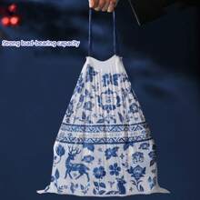 1 Roll Of 128pcs Retro Blue Trash Bags, High Capacity Recycling Bags, Suitable For Living Room, Bedroom, Bathroom, Kitchen, Office, Durable High Capacity, Great For Easter, Christmas, Halloween Gifts, Hair, Bathroom Accessories, Bathroom Cleaning, Home Accessories, Camping, Dog Bags, Face Razors, Eyebrow, Bedroom, Dog, Bottle Brush, Cleaning, Puppy, Keep Game Gloves, Kitchen, Puppy, Keep Game Gloves - Multicolor - View 6