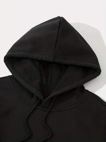 1pc Men'S Casual Cotton Hoodie With Geometric Backwoods Print - Knit Fabric, Medium Stretch, Hooded Collar, Weekend Casual Top For Fall/Winter, Multi-Use Gift For Halloween & Christmas - 黑色 - 查看 3