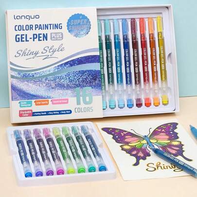 Zestaw 24/16 kolorów żelowych długopisów brokatowych, metaliczne/neonowe markery o dużej pojemności, odpowiednie do rysowania, kolorowania, szkicowania i ilustrowania, idealny prezent do biura, szkoły, instytucji artystycznych, na Wielkanoc, Święto Dziękczynienia, powrót do szkoły