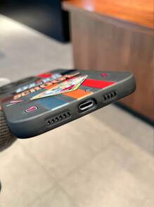 Coque de protection de téléphone anti-chute avec design de bande de lettre et protecteur d'écran compatible avec 16 Pro Max/11/12/13/14 Plus/15 Pro/XR/XS - Multicolore - Voir 5