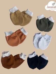 Kit 3 Pairs Of Baby Gloves For Newborns, Baby, Children, 100% Cotton, Own Production - 泥土色調 - 查看 4