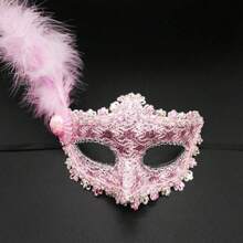 Sanrio 1pc Carnival Party Mask, Masquerade Mask For Women, Feathered Princess Mask For KTV, Pool Party, Sexy Half Face Mask, Costume Mask