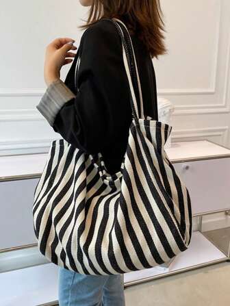 Yogodlns 别致复古简约购物手提包艺术风格大容量宽敞多功能适合工作学校或外出学校包沙滩包