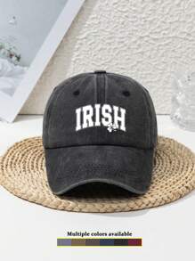 1pc Unisex IRISH Clover St. Patrick's Day Outdoor Sports Washed Retro Adjustable Letter Casual Street Polyester Printed Anti-UV Soft Top Baseball Cap, Suitable For Spring, Summer, Autumn And Winter - Multicolor - View 6