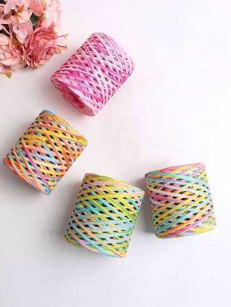 手工编织礼品包装绳，彩色拉菲草纸绳花束包装装饰纸绳，DIY手工材料，INS风格