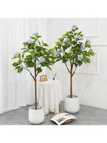 Arbre à fleurs d'hortensia artificiel, 4 pieds/5 pieds de haut, faux arbre d'hortensia décoratif en pot, arbre artificiel moderne et réaliste pour salon, maison, bureau