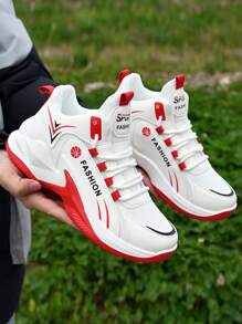 Men's Shock-Absorbing Basketball Shoes, Anti-Slip Sports Shoes For Teenagers - Red - View 3