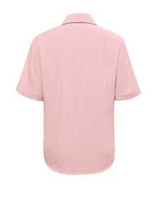IGKEEL Solid Color Short Sleeve Casual Versatile Shirt, Button Front Collar With Pocket, Summer Style - Pink - View 6