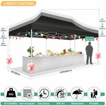 COBIZI 10x20 Canopy Tent, Heavy Duty Pop Up Canopy With Sidewalls, Waterproof Easy Setup Canopy With Mosquito Netting, Outdoor Instant Screen Tents For Parties, Wedding With Roller Bag - Black - View 5