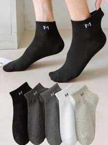 5/10 Pairs Men's Solid Color Low Cut Socks, Breathable Anti-Odor Ankle Socks For Sports And Casual Wear, Spring/Summer/Autumn