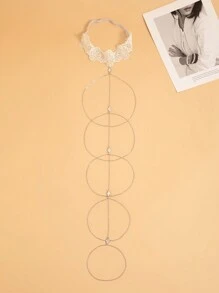 1 szt. Seksowna, pełna wdzięku, uniwersalna koronkowa i frędzlowa biżuteria z kryształkami na nogę