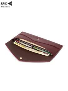CHARM INFINITE Portefeuille femme anti-vol RFID  doux de type enveloppe style minimaliste slim, porte-monnaie porte-cartes, portefeuille long