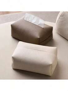 Waterproof Leather Tissue Box, High-Quality Modern Design And Fashionable Square Shape, Suitable For Home Decor, Bedroom, Car Tissue Box, Travel Wet Wipes Box, Ceramic Tissue Box, Square Tissue Box, Tissue Box, Napkin Holder, Tissue Box Holder, Ideal For Holiday Family Gatherings, Kitchen Dining Table Decor - Multicolor - View 2