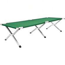 Raganet, Catre Plegable para Exteriores, Cama Portatil de 64 cm Ancho X 190 cm Largo X 42 cm Alto, Cama de Campismo con Estructura de Aluminio, Color Verde Militar - Negro - Ver 3