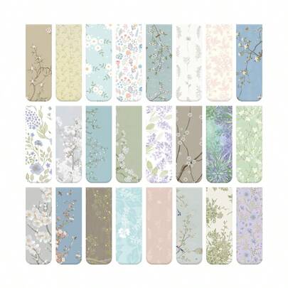 24 قطعة إشارات مغناطيسية بنقوش زهور، إشارات كتب صفحات ذات تصميمات زهرية متنوعة. مناسبة للكتب والمخططات. طقم إشارات ورقية. مثالية للقراء وعشاق الكتب - هدية مثالية لعشاق القراءة والكتب. لوازم مدرسية، عودة إلى المدرسة