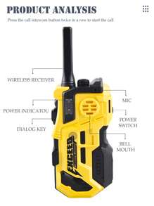 2 件仿真儿童对讲机玩具，200 米远程无线通信，室内/户外互动教育游戏，适合男孩和女孩，部分配件随机包含，不含电池，附有儿童证书