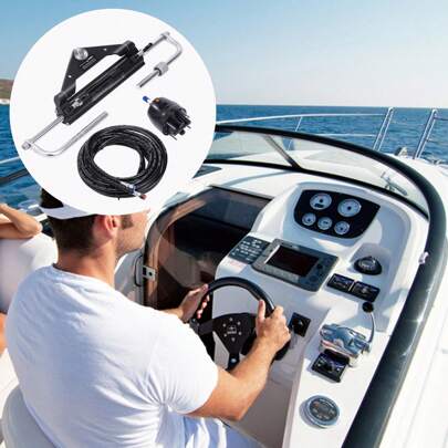 Hydraulic Outboard Steering Kit 90H P 150H P 300H P With Helm Pump Two-Way Lock Cylinder 24ft Or 26ft Hydraulic Hose For Single Engine Boats Precise Marine Steering Control