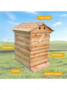 7Pcs Auto Honey Bee Hive Beehive Frames + Beekeeping Brood Wooden Bee House Box - 原木色 - 查看 2