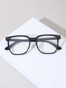 1 件男女通用时尚平光镜片眼镜，塑料渐变方形镜框，简约设计，适合男士和女士