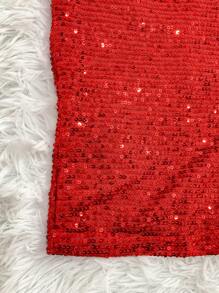 Women's Sequin Shorts Set With Pockets, Cropped Top And Straps For Bloggers - Rojo - Ver 4