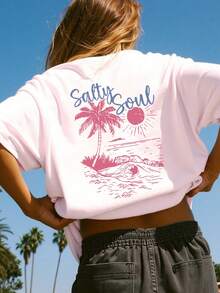 女士休闲短袖圆领 T 恤