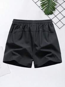 1 Pc Men's Lightweight Breathable Mesh Patchwork Contrast Color Sports Shorts, Suitable For Running, Workout, Basketball - Black - View 3