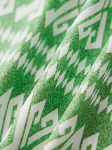 Women Plus Size Dress Leaves Print Tie-Up Front Strapless Tube Dress Summer Casual Long Dress - Green - View 9