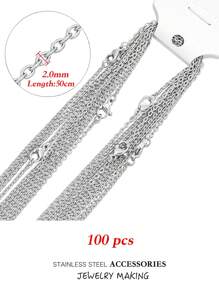 10/50/100pcs Stainless Steel 18K Gold Plated Necklace Chain, Anti-Tarnish Fine Delicate Chain, Jewelry Making Supply - 50cm - View 13