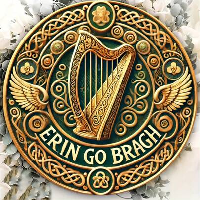 1pc, 20x20 Cm, Erin Go Bragh Round Metal Sign, Irish Pride Wall Art, Festive Decor For Christmas, Halloween, Thanksgiving, For Room, Bar, Cafe, Garage, Farmhouse Decor
