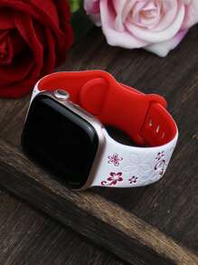 花卉雕花表带，兼容 表带 41 毫米 40 毫米 44 毫米 45 毫米 42 毫米 38 毫米 49 毫米 46 毫米，可爱花朵，柔软硅胶运动表带，兼容 Series 11 10 Se 9 8 7 6 5 4 3 Ultra，女士时尚花卉元素表带