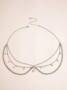 imoli 1 bucă minimalistă ciucuri cu lant de perle artificiale strasuri caciula de bază cu lanț, femei, cadou de petrecere (lanț lucrat manual tăiat la dimensiune, număr aleatoriu de margele circulare)