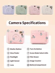 Popoto Instant Camera Gift Set, Captures Colorful Photos In 1 Minute, Compatible With Mini11/12 Film, Ideal Birthday, Holiday, Party, Outdoor, Wedding Gift For Boyfriend/Girlfriend (Batteries And Film Not Included) - 粉色相機套裝 - 查看 11