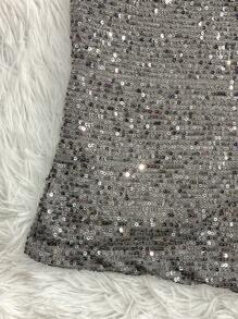 Women's Sequin Shorts Set With Pockets, Cropped Top And Straps For Bloggers - Grey - View 3