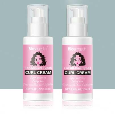 2支100毫升卷发霜，一步修复、保湿、造型，适用于天然卷发——不僵硬、不粘腻、不油腻