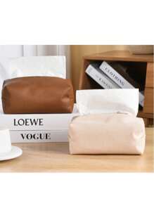 Waterproof Leather Tissue Box, High-Quality Modern Design And Fashionable Square Shape, Suitable For Home Decor, Bedroom, Car Tissue Box, Travel Wet Wipes Box, Ceramic Tissue Box, Square Tissue Box, Tissue Box, Napkin Holder, Tissue Box Holder, Ideal For Holiday Family Gatherings, Kitchen Dining Table Decor - Multicolor - View 3