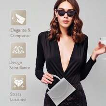 Elegant Women's -Leather Clutch Bag For Weddings, Parties And Events | Clutch With Chain Shoulder Strap, Ideal As An Elegant Women's Ceremony Bag Or Women's Handbag For Special Occasions