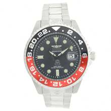 Invicta 21867 Men's Grand Diver Black & Red Accented Bezel Steel Bracelet Automatic Dive Watch - Black - View 1