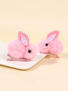 2pcs Bunny Hair Clips For Girls White Pink Bunny Shaped Alligator Clips Adorable Rabbit Hairpins Easter Holiday Barrettes Toddler Girl Bows Kids Hair Accessories - Bunny - View 13