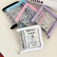 迷你 3 孔激光星活页夹封面、金属拉链 DIY 收藏书、20 个 3 英寸明信片套、偶像 Kpop 卡片