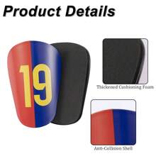 1 par de protectores de espinilla talla grande gruesos con impresión de número de árbitro de fútbol mini para adultos