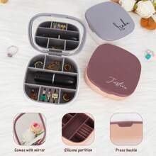 1 Customized Jewelry Box, Equipped With A Mirror, Suitable For Storing Earrings, Necklaces, And Exquisite Gifts For Family And Girlfriends On Valentine's Day And New Year's Day - Multicolor - View 5