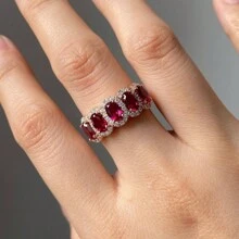 925 Silver Elegant Classic Fuchsia Zirconia Stone Ring, Birthstone Gift For Women, Bridal, Engagement, Wedding, Anniversary - Rose Gold - View 2