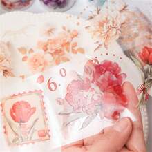 6 rotoli di adesivi a forma di fiori, nastro floreale trasparente in PET per agenda, fai-da-te, custodie per cellulare, scrapbook, calendario, buste, decorazione