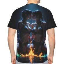 Flame Beauty Graphic T-Shirt For Men Novelty Sexy Girls 3D Printed Short Sleeve Shirt Fashion Tee Tops