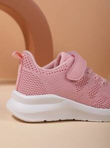 1 Pair Knit Breathable Mesh Fabric Sneakers, EVA Lightweight Non-Slip Sole, Hook And Loop Closure, Fashion Multi-Color Options, Comfortable, Collegiate Style, Back To School, Outdoor Training, Daily Wear, Suitable For Spring, Summer, Autumn, Winter