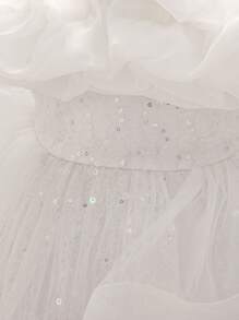 Baby Girls Sequin Mesh Cute Birthday Princess Dress, Suitable For Party, Celebration, Outing, Does Not Include Headband - White - View 7
