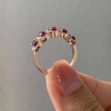 925 Silver Elegant Classic Fuchsia Zirconia Stone Ring, Birthstone Gift For Women, Bridal, Engagement, Wedding, Anniversary - Rose Gold - View 3